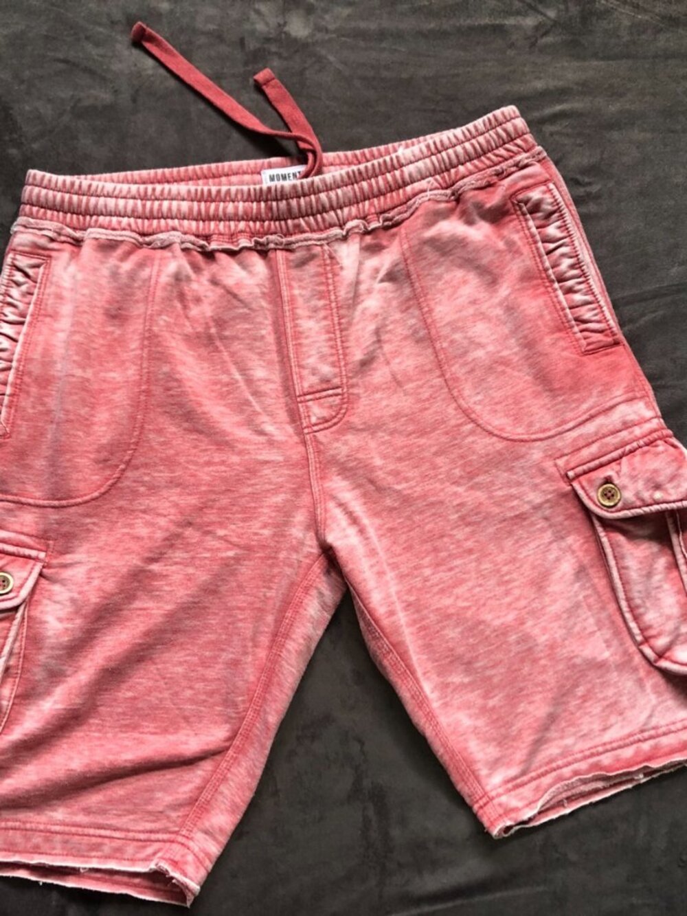 Mens MomentUS Carpe Diem Cotton Blend Distressed Cargo Style Soft Shorts Medium